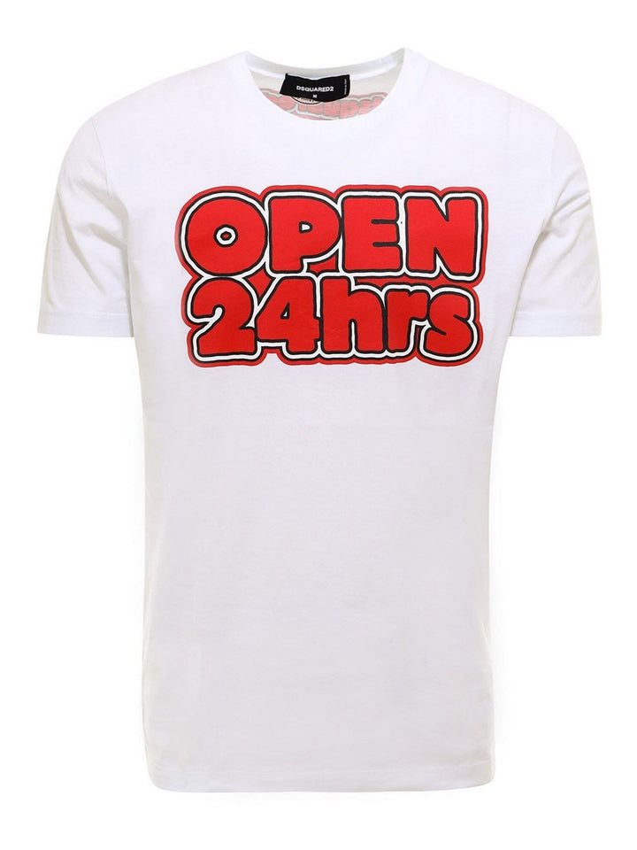Dsquared² Chic White Roundneck Cotton Tee with Signature Print