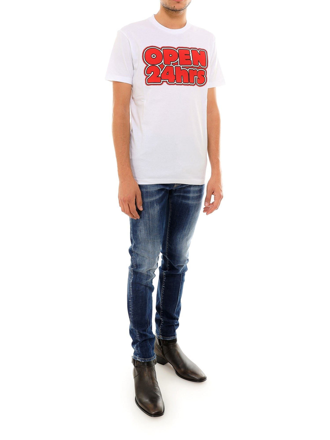 Dsquared² Chic White Roundneck Cotton Tee with Signature Print
